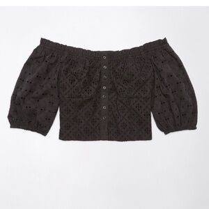 NWOT American Eagle Off-the-shoulder Puff Sleeve Crop Top